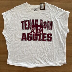 Three‎ Square Texas A&M Aggies Womens 2XL White Graphic Muscle T-Shirt NWT